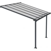 Palram - Pergola à adosser en aluminium gris et polycarbonate Olympia 3 x 3m