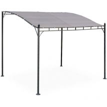 Pergola adossée 3x2.5m - Brestum - Toile taupe - Pergola murale