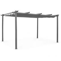 Sweeek - Pergola aluminium - Isla 3x4m - Toile grise - Tonnelle idéale pour votre terrasse. toit rétractable. toile coulissante. structure aluminium