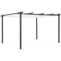 Pergola aluminium - Isla 3x4m - Toile écru- Tonnelle idéale pour votre terrasse. toit rétractable. toile coulissante. structure aluminium