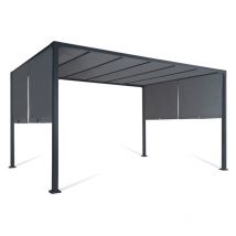 Idmarket - Pergola coulissante 2 pans 3x4 m belvédère de jardin toile gris anthracite
