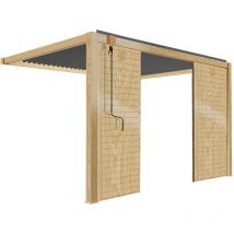 Oviala - Freistehende bioklimatische Pergola 3 x 4m weiß und 2 Holzklaustrade