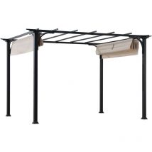 Sunjoy - Pergola acier/tissu giona en blanche - 277cm x 363cm