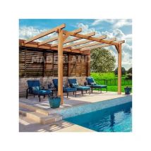 Pergola adossée bois - Andorra, Dimensions 400 x 400 cm, Ancrage Support de plaque