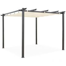 Sweeek - Pergola aluminium - Isla 3x3m - Toile écrue - Tonnelle idéale pour votre terrasse. toit rétractable. toile coulissante. structure aluminium