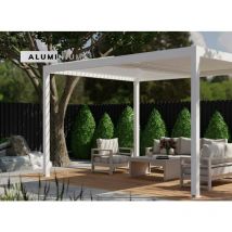 Pergola autoportante bioclimatique URANIE 400x400x240 cm - Couleur structure: Blanche - Couleur des lames: Blanc