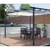 Azura Home Design - Pergola autoportante en toile elis 300x300x240 cm - Couleur structure: Gris anthracite - Couleur du tissu: Beige