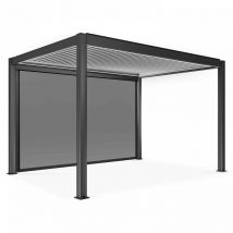 Oviala - Pergola bioclimatique autoportée motorisée et éclairée 3x4m et 1 store