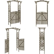 Pergola avec portail 116x40x204 cm Gris Bois de sapin massif - pergola - pergolas - Home & Living