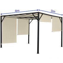 Mendler - Pergola Baia, pavillon de jardin, cadre stable à 6 cm en acier + toit ouvrant 4x3m