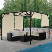 Mendler - Pergola Baia, pavillon de jardin, cadre stable à 6 cm en acier + toit ouvrant 4x4m