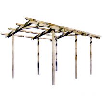 Pergola barchessa 360x450 cm en bois de conifère imprégné en autoclave balcon terrasse jardin.