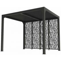 Habrita - Pergola Foresta gazebo bioclimatica in alluminio, apertura manuale, 240x300 completa di pannelli sul lato da 3 mt
