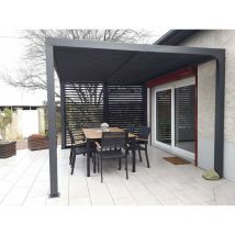 Habrita - Pergola bioclimatica Foresta gazebo in alluminio, apertura manuale, 360x300 con veneziane su lato da 300.