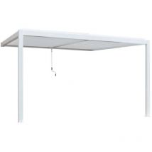Gazebo pergola bioclimatica da esterno addossata bianco in alluminio - 4x4 m