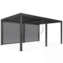 Oviala - Pergola bioclimatica autoportante 3 x 6 m e 2 tende grigie