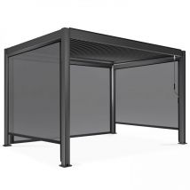 Oviala - Pérgola bioclimática autoportante de 3 x 4 m con 3 toldos grises
