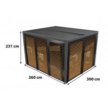 Habrita Foresta - Pergola Bioclimatica in Alluminio Grigio Antracite 300X360 con Veneziane su Due Lati