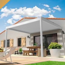 Intersun - Pergola bioclimatica lolite 4,00x4,088 m Cilindro a Telecomando (Bianco)