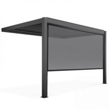 Oviala - Pergola bioclimatica ad angolo 3x4m e 1 Tenda 3,73 x 2,34 m