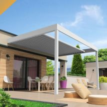 Intersun - Pergola retrattile hylia 5,00x5,213 m Motorizzata a Telecomando (Bianco)