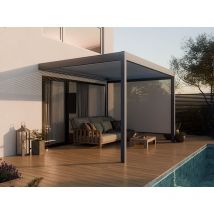 Direct Abris - Pergola Bioclimatique 3x4m Adossee zenith - 12 m² - Anthracite - Aluminium - 29 lames en Acier Galvanisé Inclinables a 90° - Tonnelle