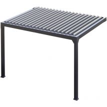 Pergola bioclimatique ADOSSEE aluminium 4x3m, MOTORISEE avec éclairage LED intégré coloris Noir Sable (RAL2100) - Qualité PRO - TOP Finition -