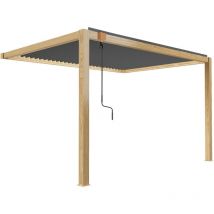 Oviala - Pergola bioclimatique adossée 3x4 m en bois avec 1 store