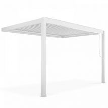 Oviala - Pergola bioclimatique adossée blanche en aluminium 3x4 m