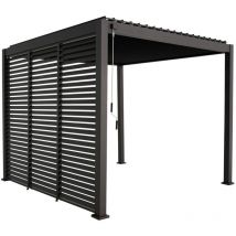 Sweeek - Pergola bioclimatique aluminium 3x3 m V2 lames orientables + 3 persiennes triomphe anthracite