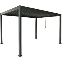 Vente-unique - Pergola bioclimatique autoportante en aluminium avec lames orientables - 12 m² - anthracite - amalfi