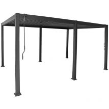 Vente-unique - Pergola bioclimatique autoportante en aluminium avec lames orientables - 15 m² - anthracite - amalfi