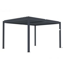 Pergola bioclimatique autoportante électrique anthracite en aluminium avec lames orientables 12 m² - AMADORA