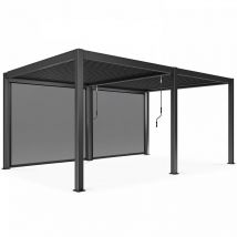 Oviala - Pergola bioclimatique autoportée 3 x 6 m et 2 stores gris