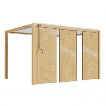 Oviala - Pergola bioclimatique autoportée 3 x 4m effet bois blanc et 3 claustra