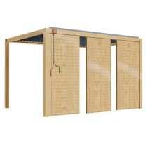 Pergola bioclimatique autoportée 3x4m en bois avec 3 claustras