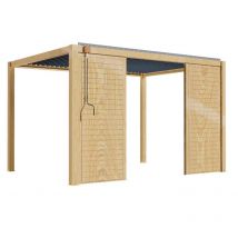 Oviala - Pergola bioclimatique autoportée 3x4m en bois avec 2 claustras