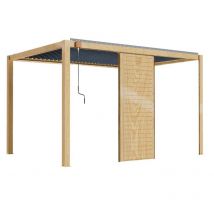 Pergola bioclimatique autoportée 3x4m en bois avec 1 claustra