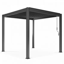 Oviala - Pergola bioclimatique autoportée gris 3 x 3 x 2.5 m