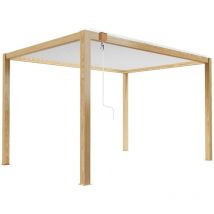 Pergola bioclimatique autoportée en bois blanc 3x4 m + 1 store