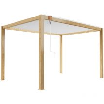Oviala - Pergola bioclimatique autoportée en bois blanc 3x4m + 1 store
