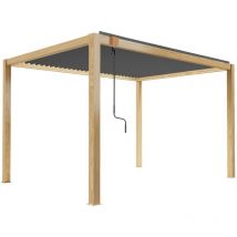 Oviala - Pergola bioclimatique autoportée en bois noir 3x4m et 1 store