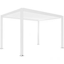 Pergola bioclimatique autoportée motorisée et éclairée 3x4 m blanc