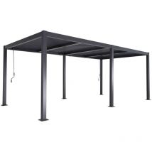 Sweeek - Pergola bioclimatique anthracite. aluminium et acier. 3x6m. lames orientables