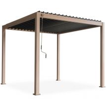 Sweeek - Pergola bioclimatique aluminium coloris bois Triomphe 3x3 m lames orientables