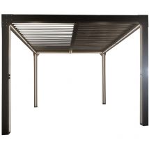 Gardiun - Pergola Bioclimatique de Jardin Somerset 300x300x248 cm - 9m² AluminiumAnthracite Autoportante Éclairage led y Lames Réglables Orientables