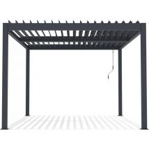 Habitat Et Jardin - Pergola bioclimatique en aluminium 'Windsor' - 3 x 4 m - Anthracite
