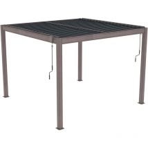 Pergola Bioclimatique Gardiun Hampshire 3x3 de 9m2 Tonnelle de Jardin Rétractable Aluminium et Acier Galvanizée Effet Bois