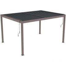 Pergola Bioclimatique Gardiun Hampshire 3x4 de 12m2 Tonnelle de Jardin Rétractable Aluminium et Acier Galvanizée Effet Bois
