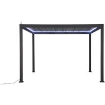 Habrita Foresta - Pergola bioclimatique Habrita PER3040BIELEC en aluminium 12m2 avec ventelles électriques et ruban Led